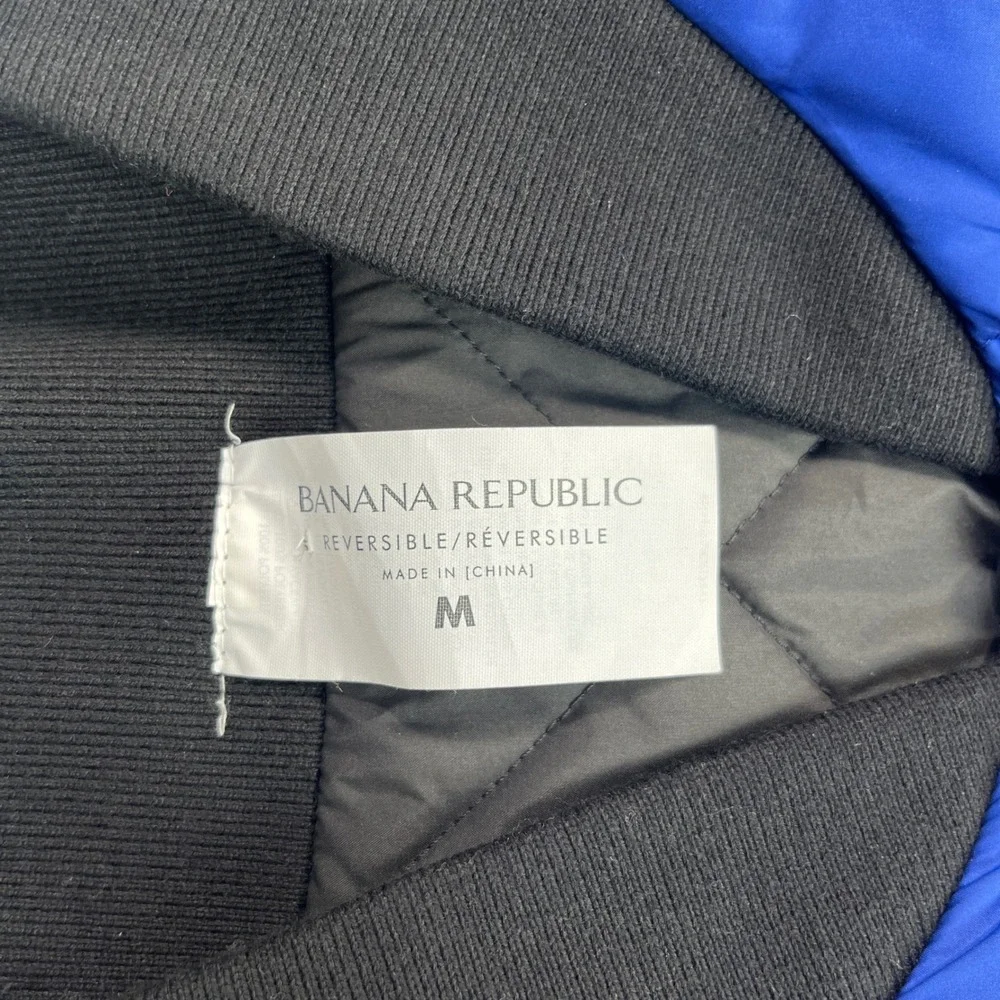 Banana Republic Reversible Quilted Puffer Performance Vest Mens M Black Blue NWT